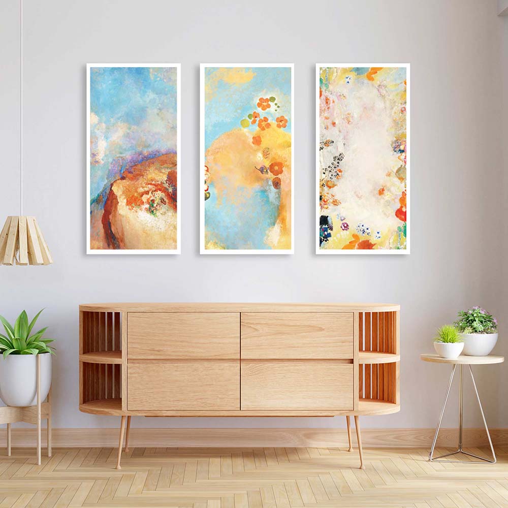 Set of 3 Floral Abstract Canvas Painting.