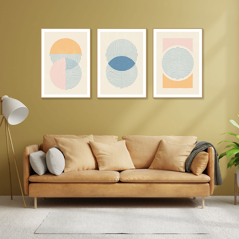 Set of 3 Abstract Patterns - Krutik Boho Wall Art.