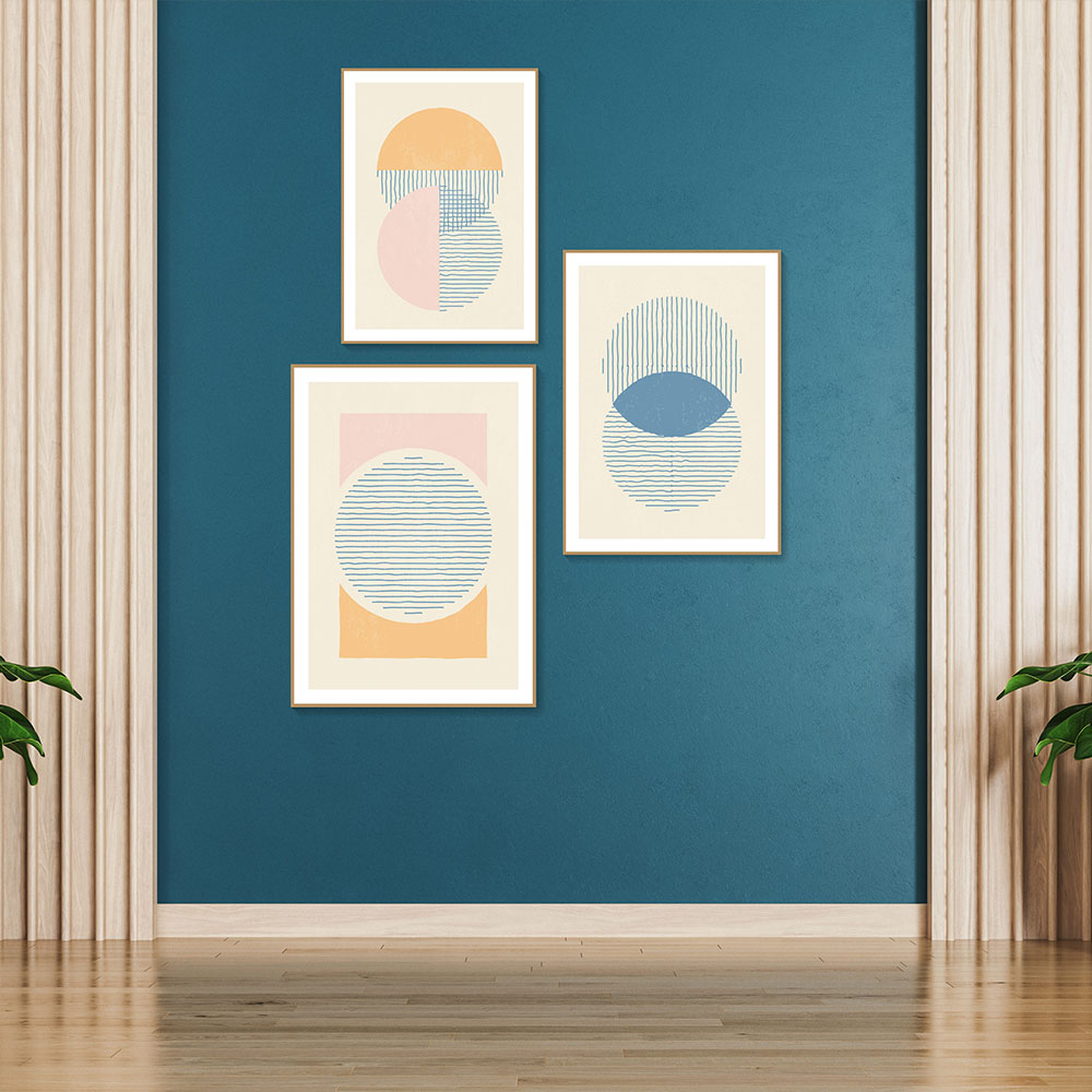 Set of 3 Abstract Patterns - Krutik Boho Wall Art.