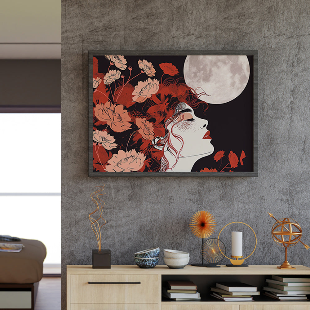 Lunar Bloom – A Feminine Art Painting by Krutik.