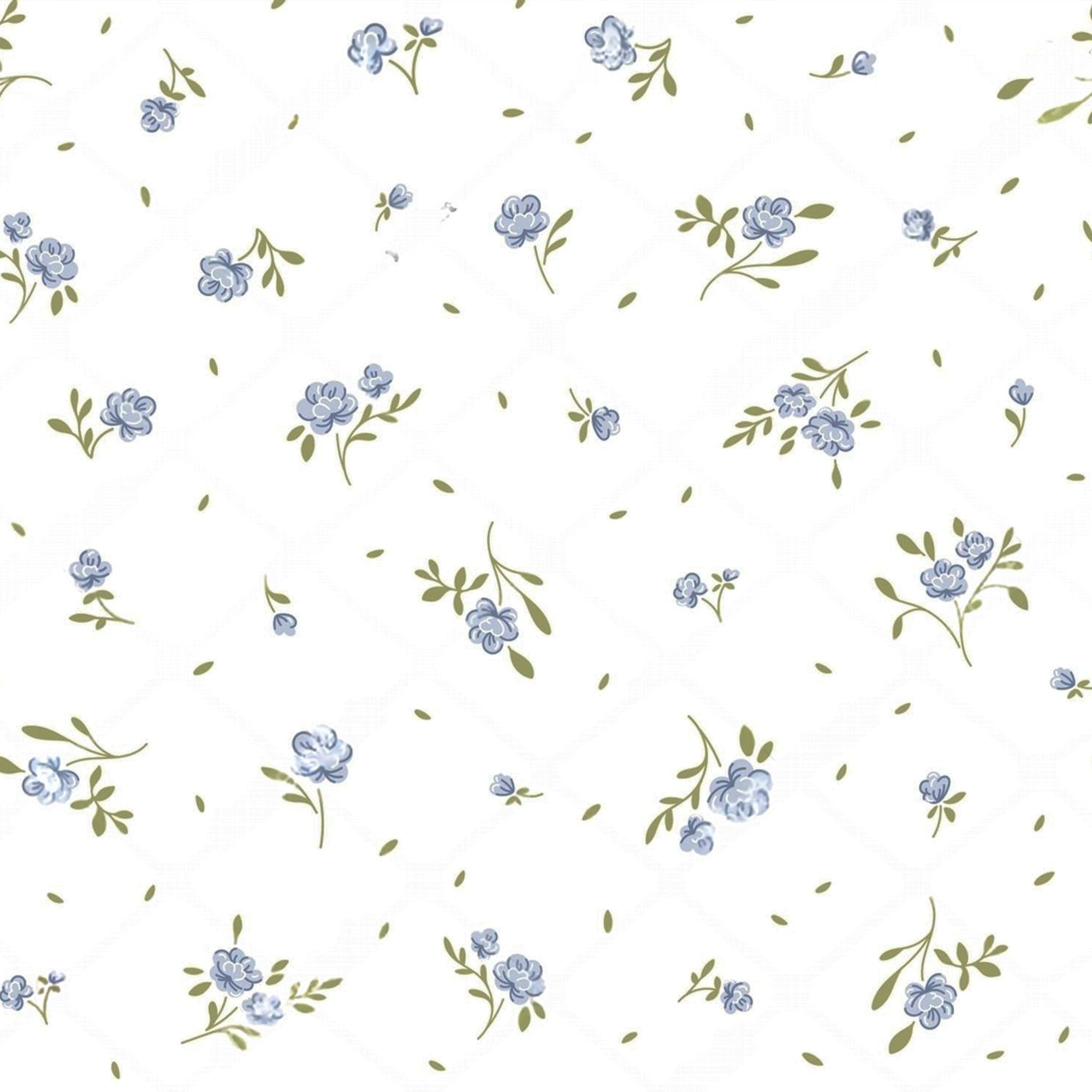 Whispers of Bloom – Minimal Blue Floral Wallpaper