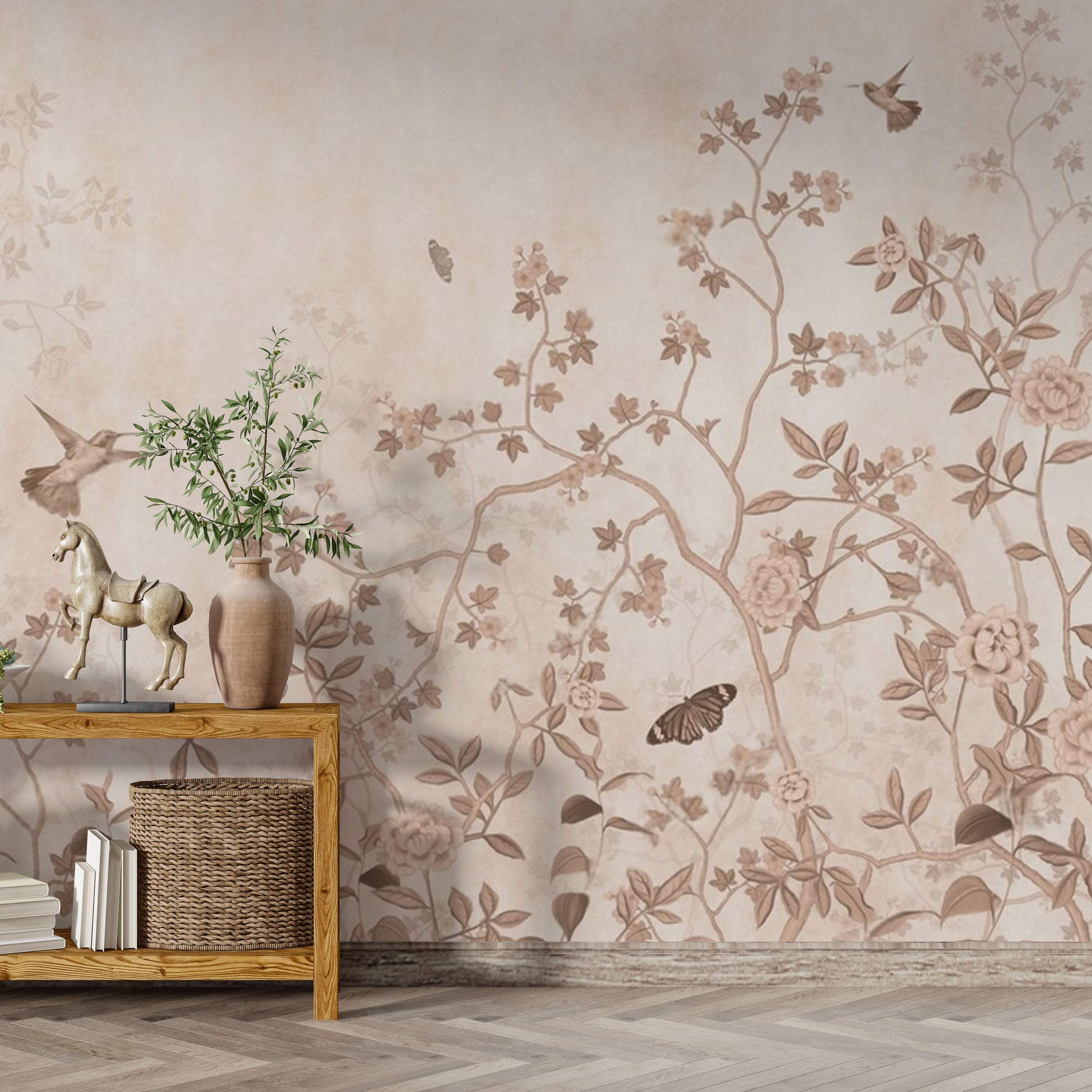 Rustic Bloom – Vintage Garden Wallpaper by Krutik.