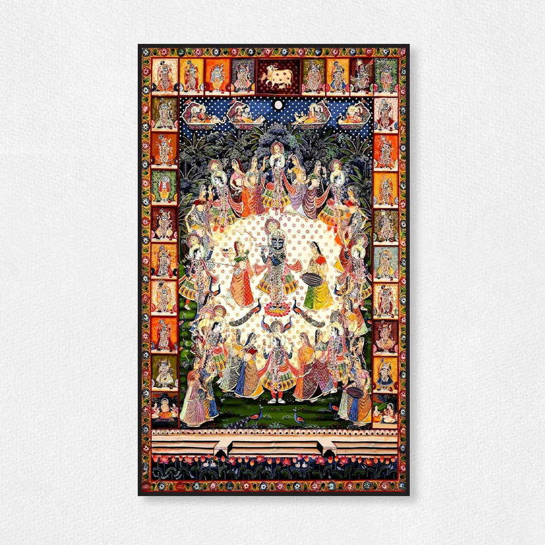 Raas Leela Under the Moon – Traditional Pichwai Painting.