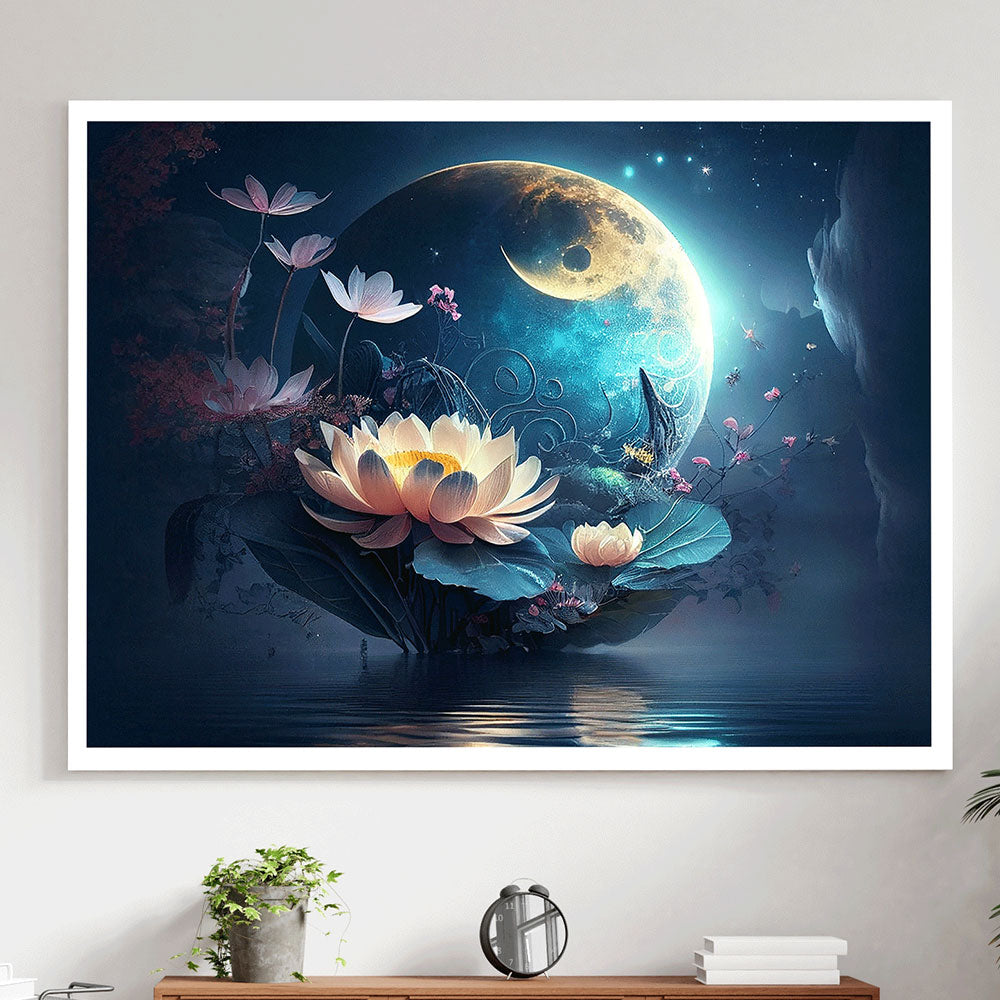 Moonlit Blossom: A Lotus Flower in Full Bloom.