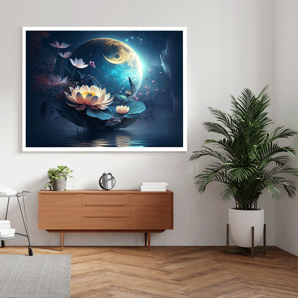 Moonlit Blossom: A Lotus Flower in Full Bloom.