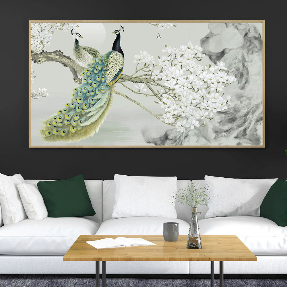 The Peacock's Song: A Melodious Symphony of Colors and Form in Paint.