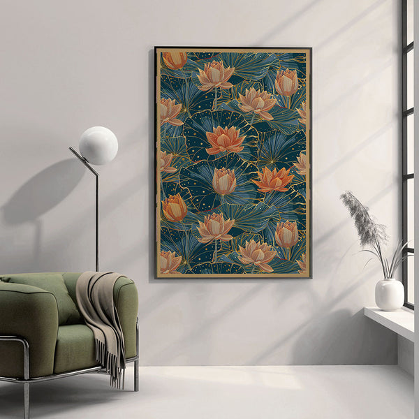 Lotus Symphony: A Pattern of Delicate Blooms.