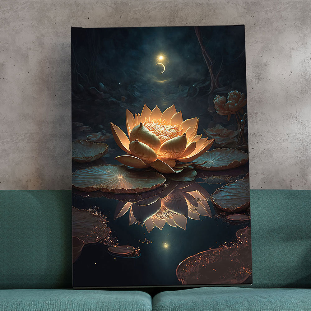 Blooming Lotus in the Moonlight
