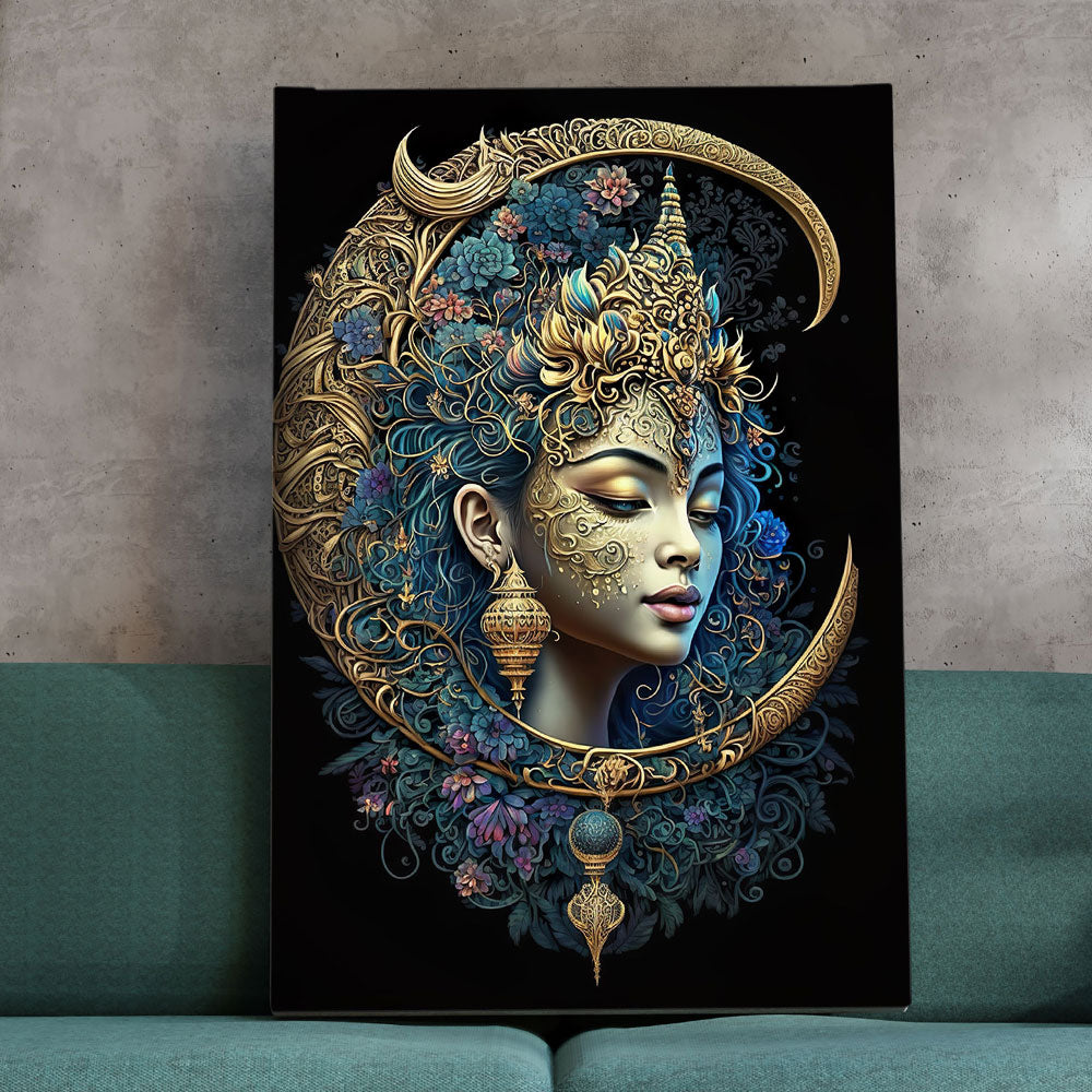 Moonlit Radiance: The Golden Goddess Emerges
