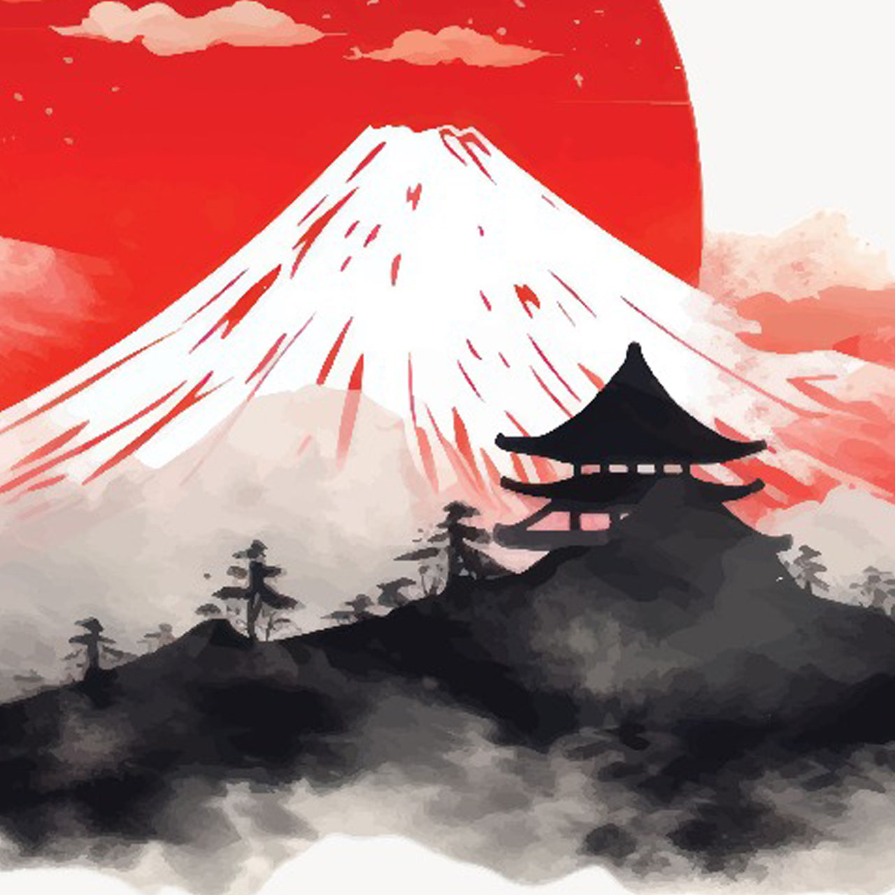 Fuji no Asa – Mount Fuji Sunrise Japanese Landscape Wall Art.