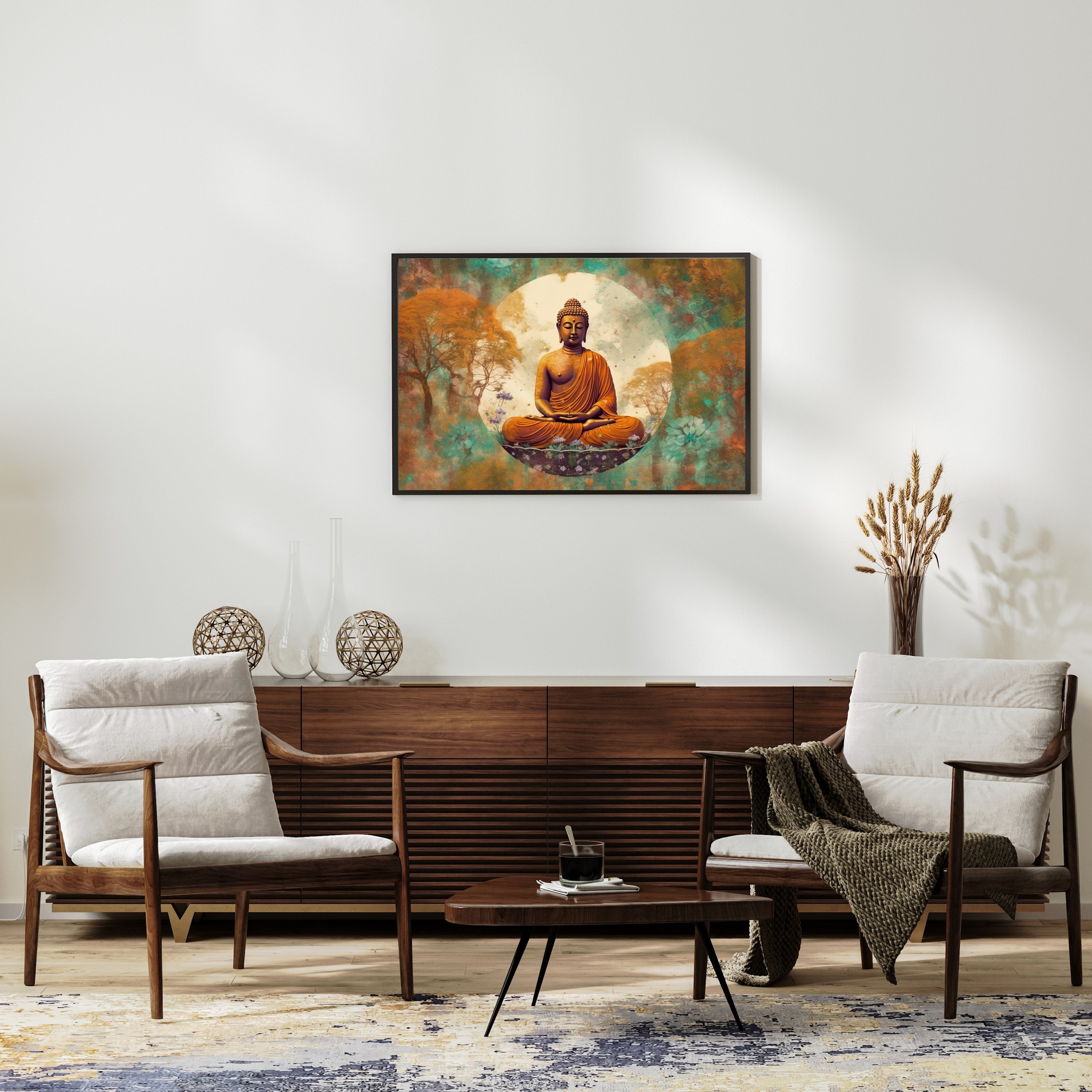 Golden buddha Krutik Canvas Painting