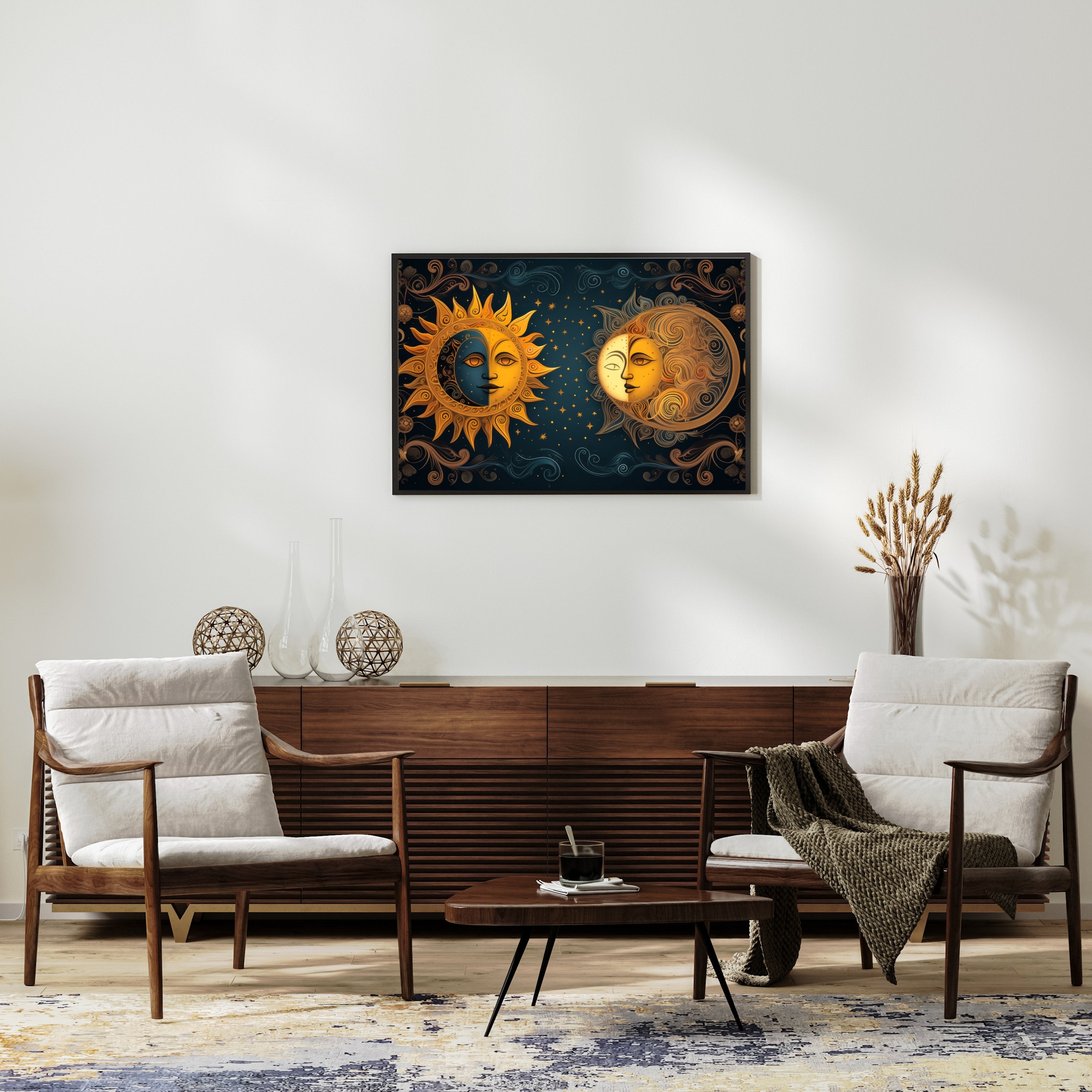 sun and moon  Harmony Krutik Canvas Painting.