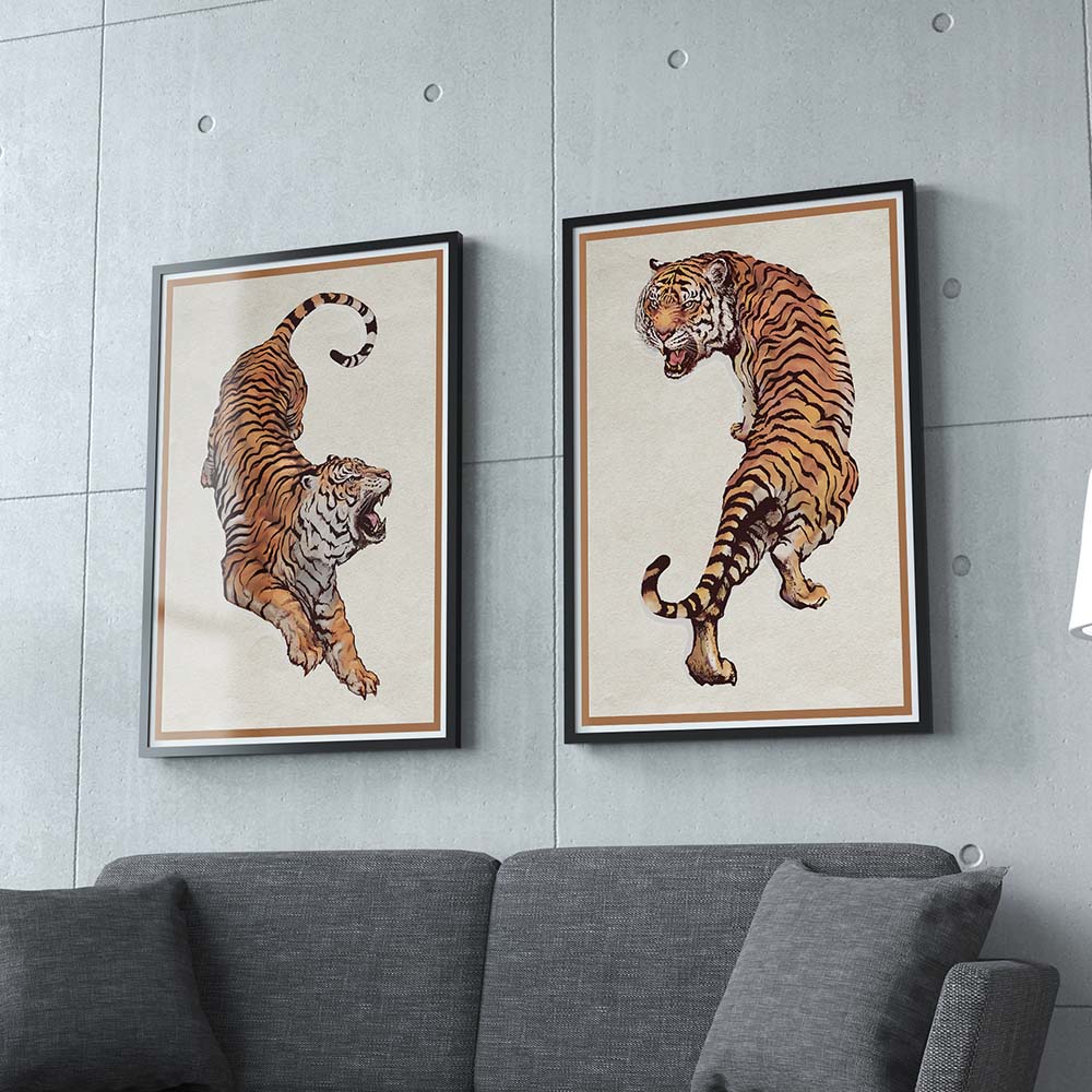 Set of 2 Tigers Canvas Painting.