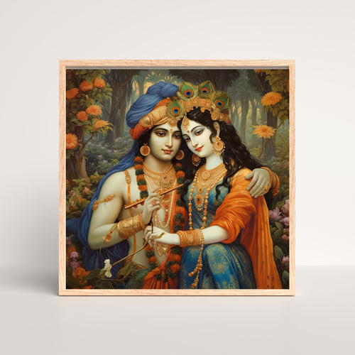 Radha Krishna in the Forest  Krutik Canvas Painting.