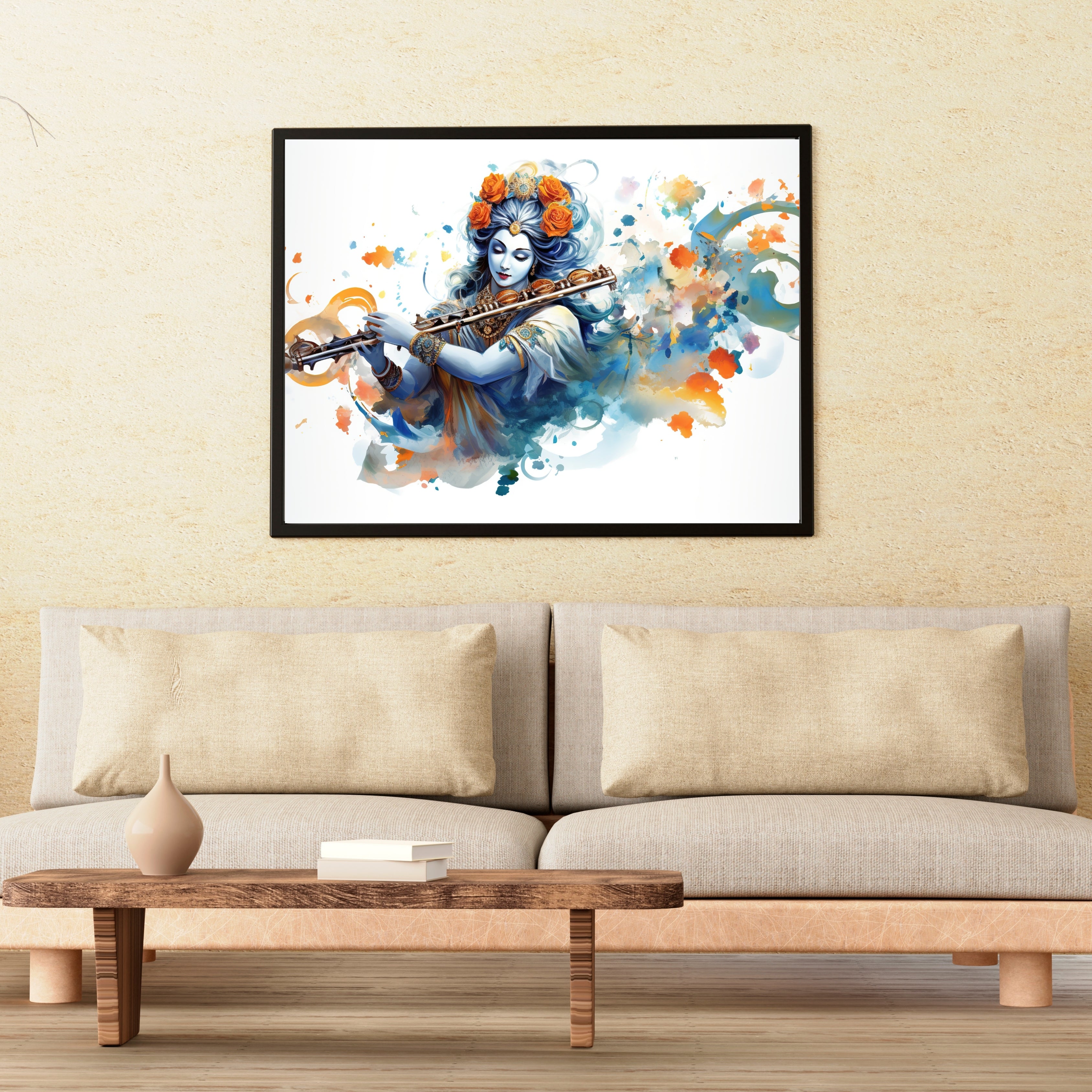 Melodic Krishna Krutik Canvas Painting.