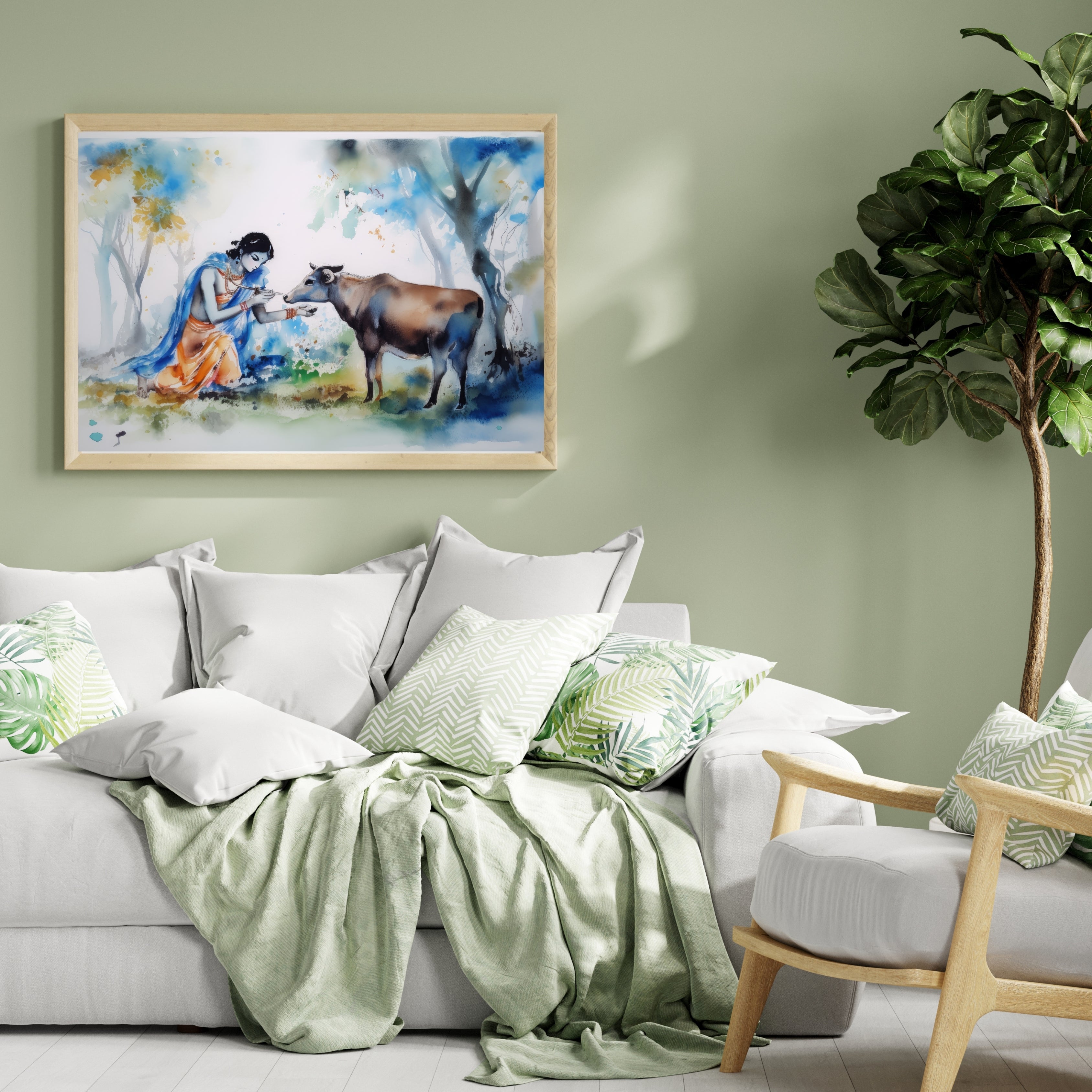 Krishna’s Compassion Krutik Canvas Painting.