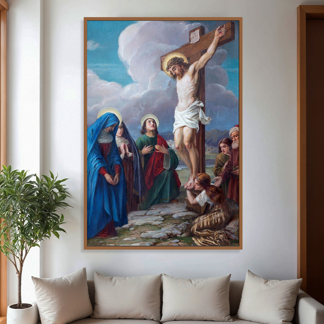The Crucifixion of Jesus: A Scene of Suffering and Devotion