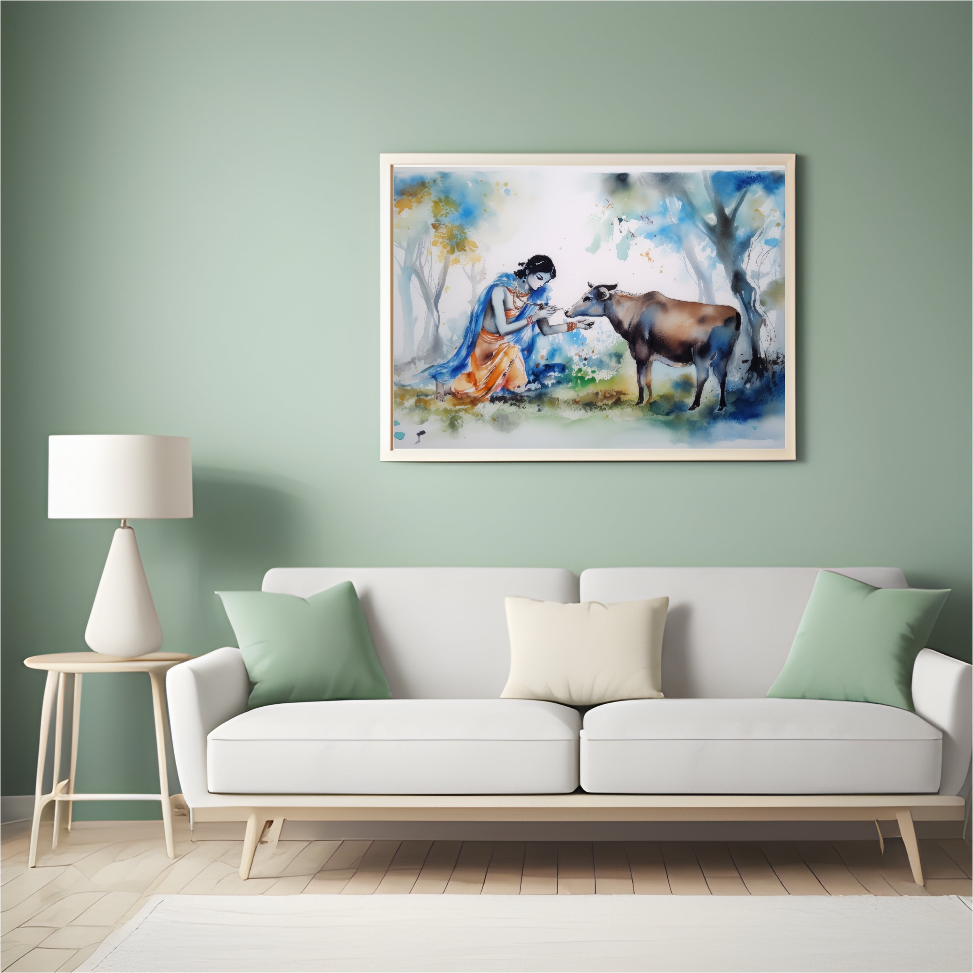 Krishna’s Compassion Krutik Canvas Painting.