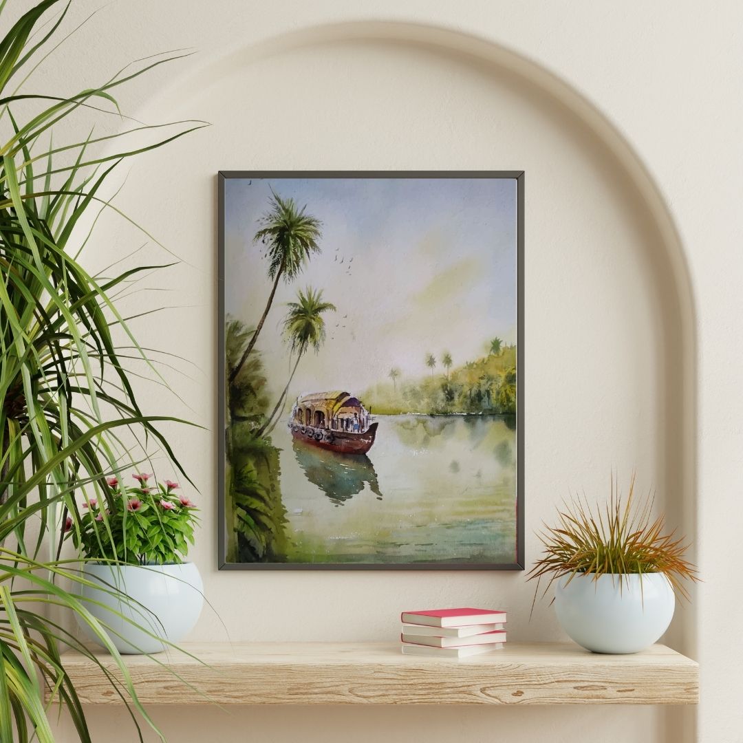 Sunny Lake Escape Krutik Canvas Painting.