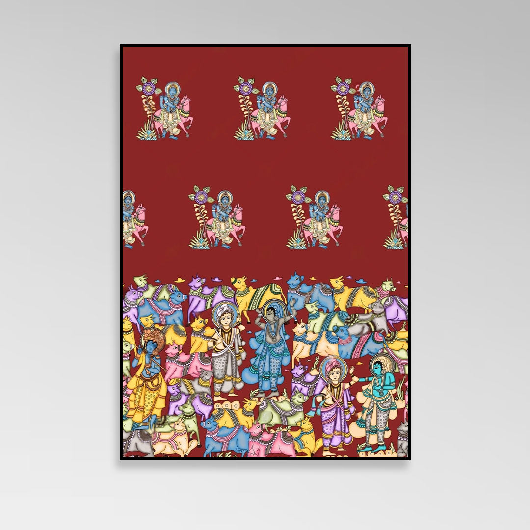 Pastoral Harmony – Krishna & Radha Canvas.