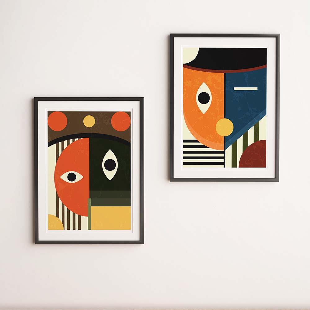 Set of 2 Boho Faces Canvas Painting.