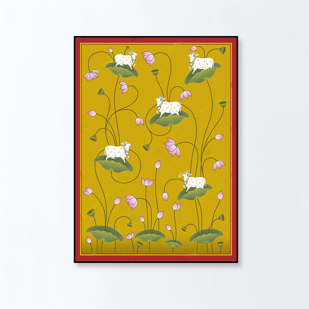 Pichwai Grace – Lotus & Cow Canvas