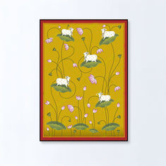 Pichwai Grace – Lotus & Cow Canvas.