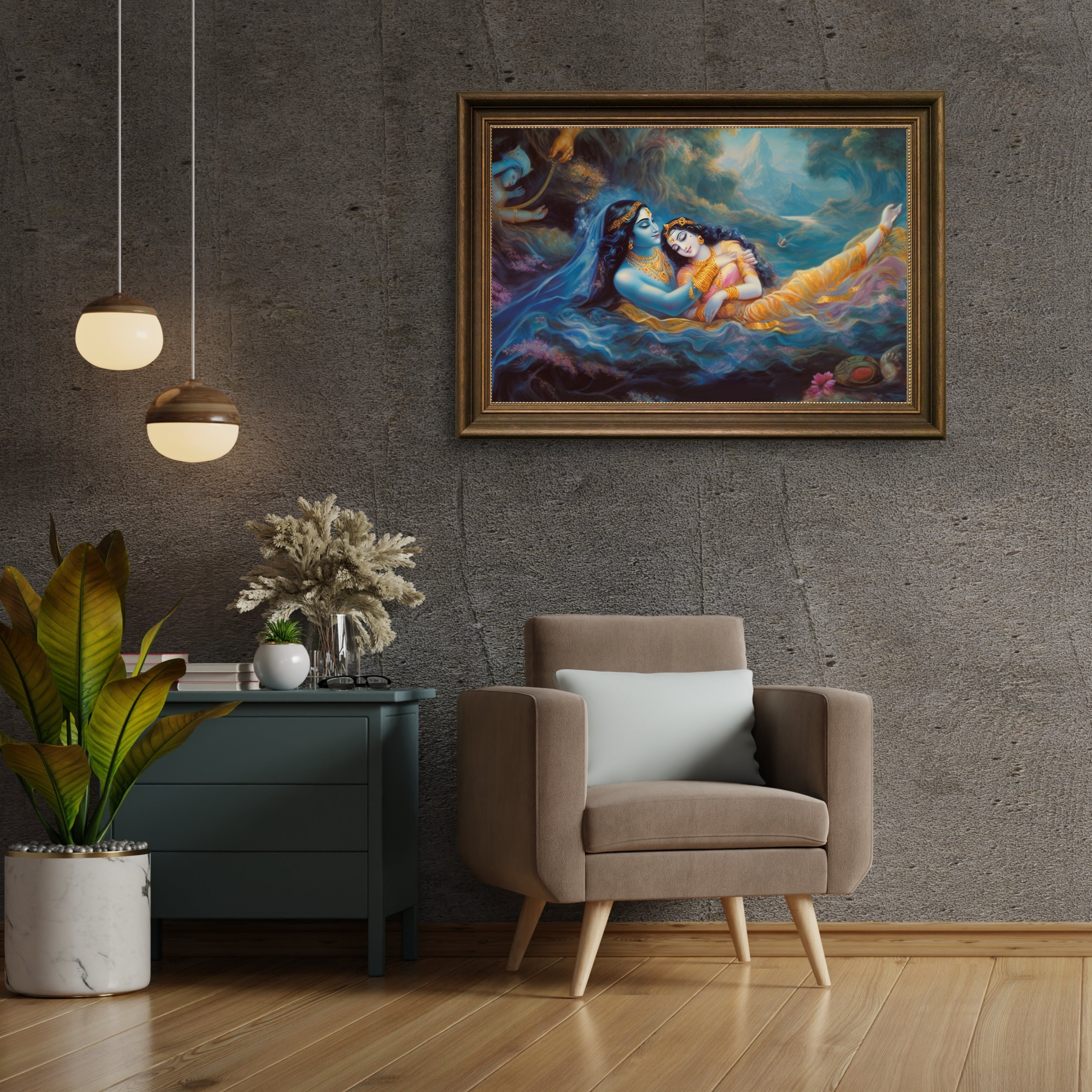 krishna’s love and devotion Krutik Canvas Painting.
