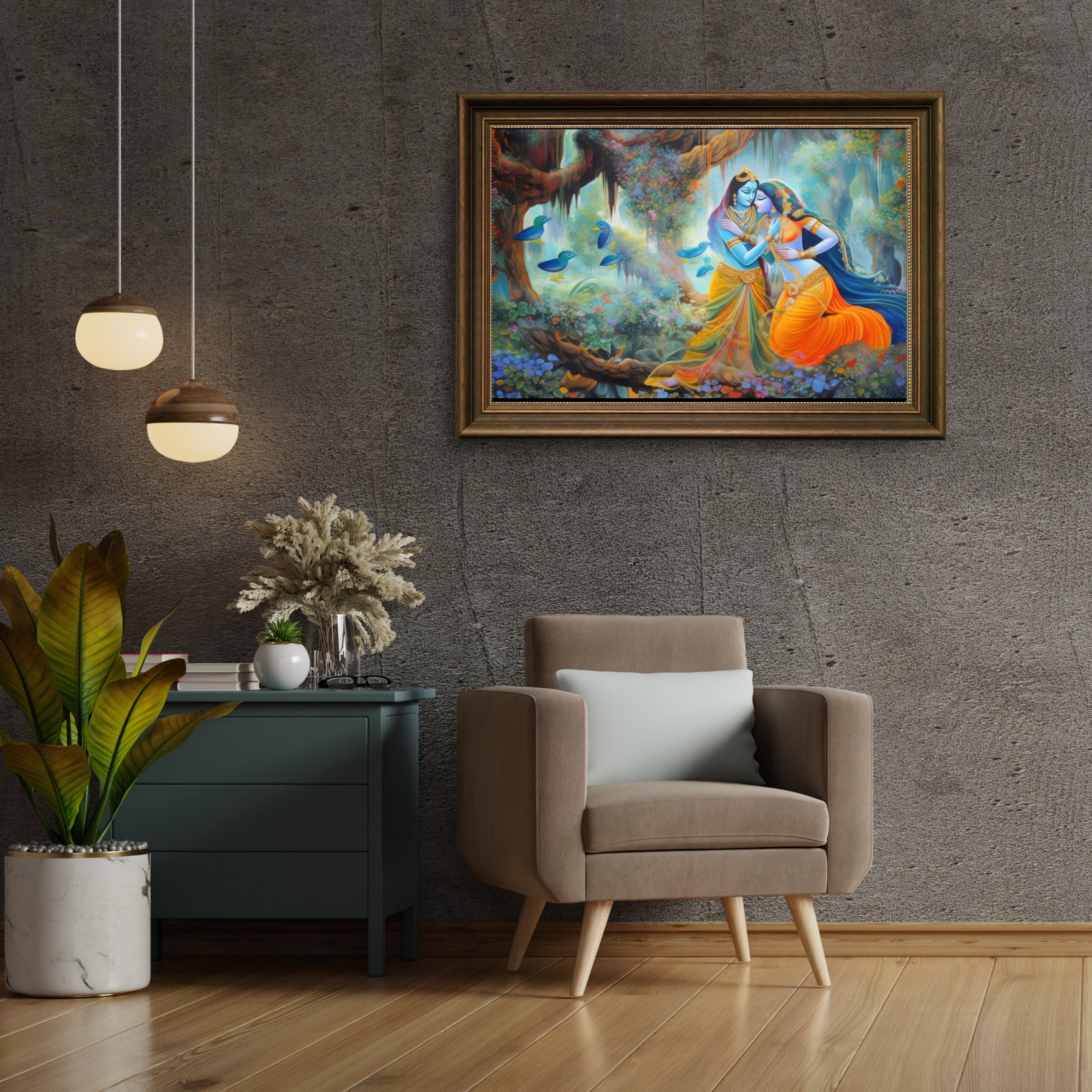 Radha Krishna Krutik Canvas Painting.
