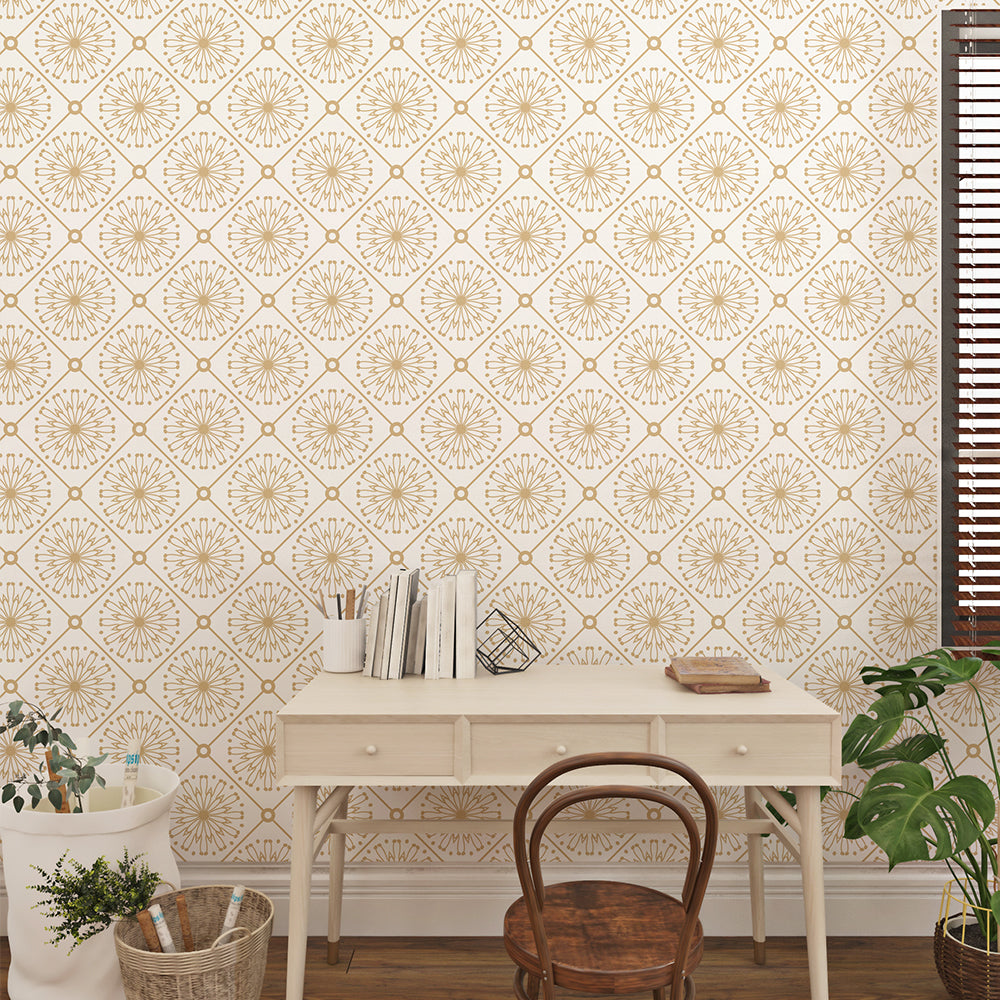 Classic Charm Off-White Vintage Wallpaper.