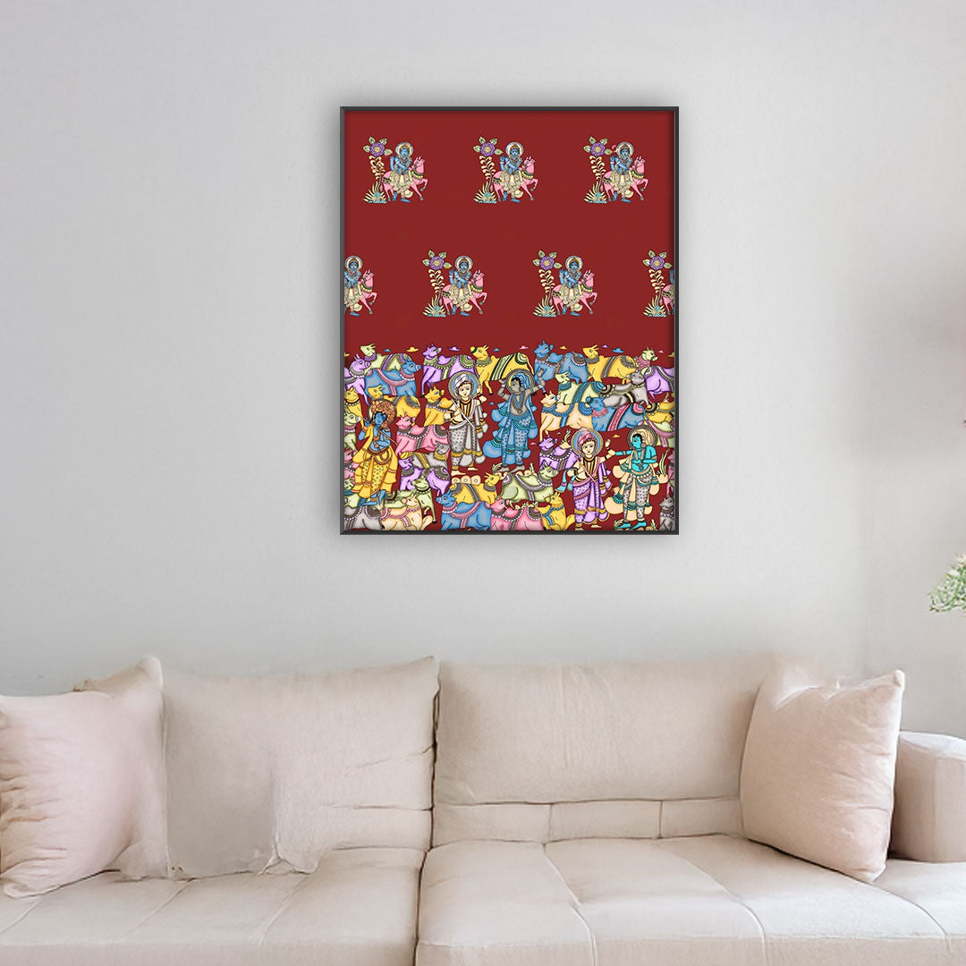 Pastoral Harmony – Krishna & Radha Canvas.