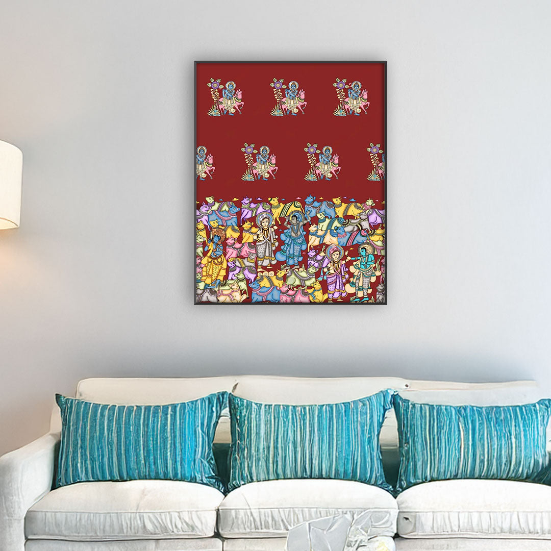 Pastoral Harmony – Krishna & Radha Canvas.