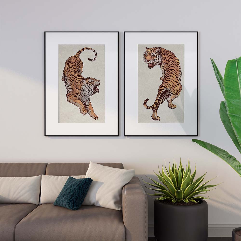 Set of 2 Tigers Canvas Painting.