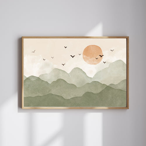 Sunlit Mountains Krutik Canvas Painting.