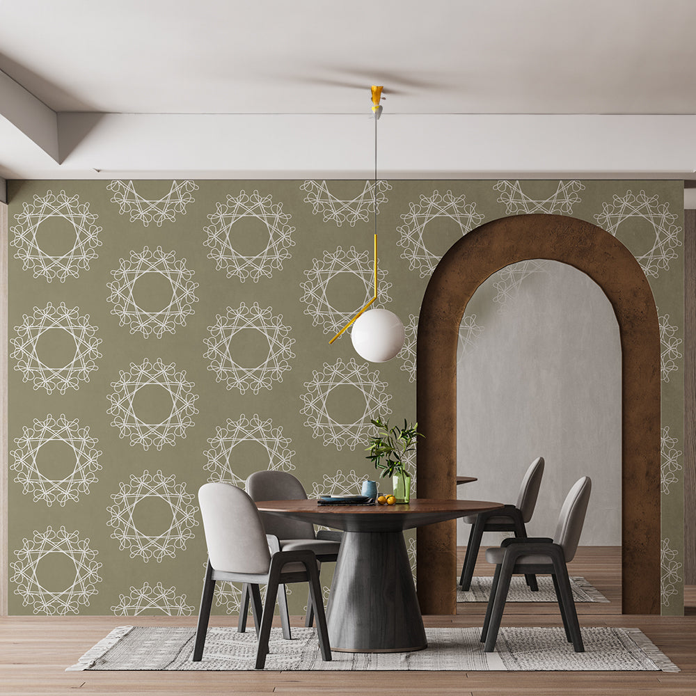Green Geometric Shape Pattern Wallpaper.