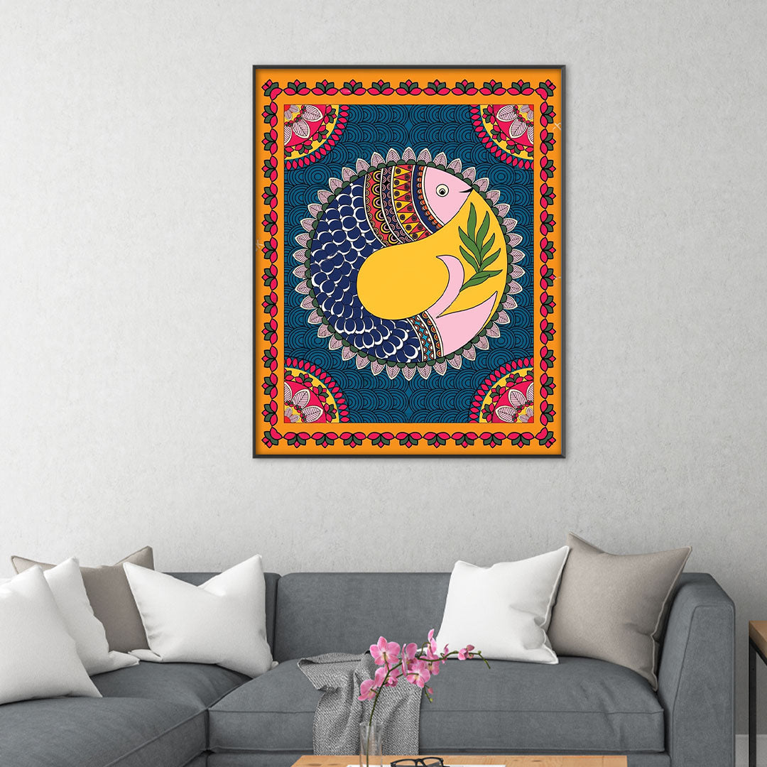 Matsya Magic – Folk Fish Art Canvas.