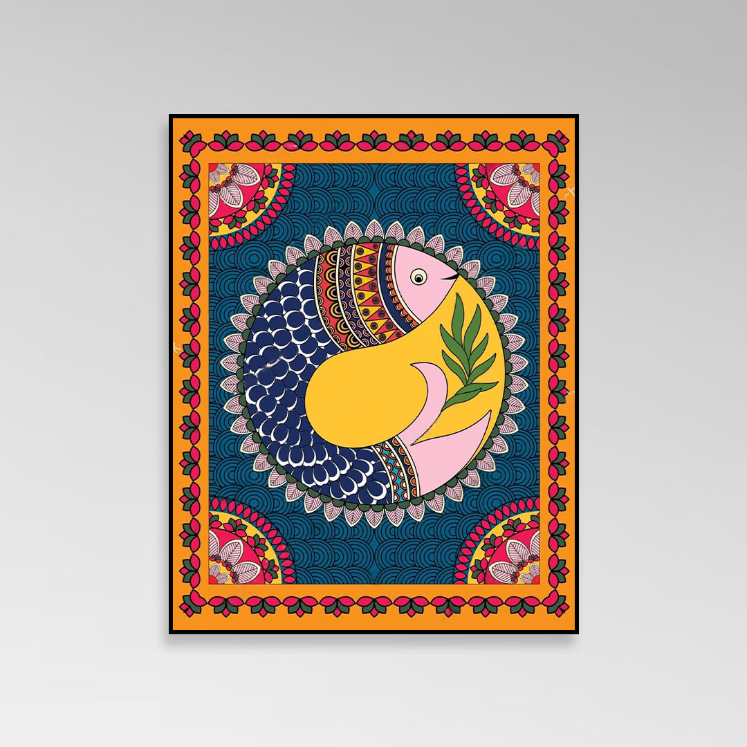 Matsya Magic – Folk Fish Art Canvas.