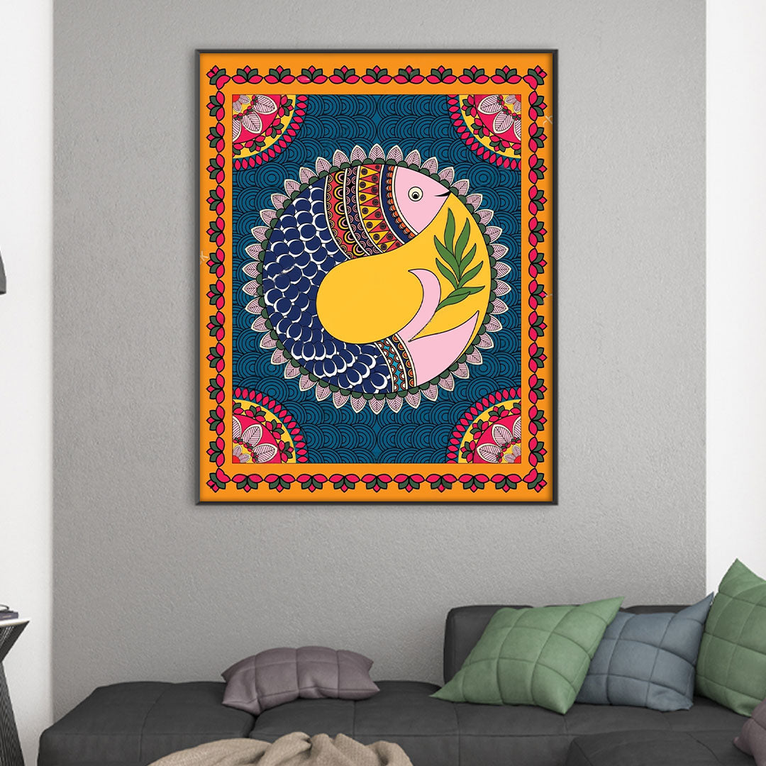 Matsya Magic – Folk Fish Art Canvas.