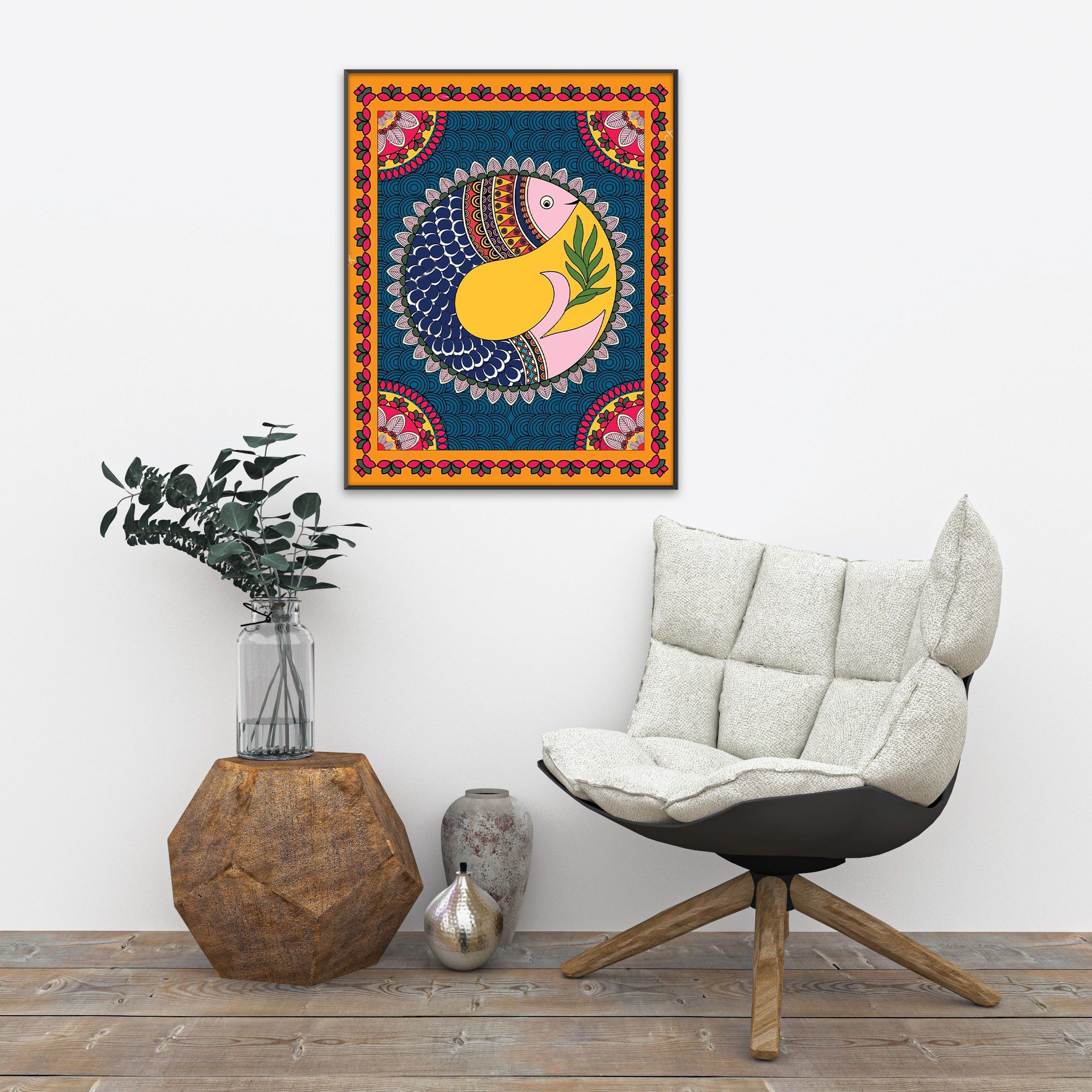 Matsya Magic – Folk Fish Art Canvas.