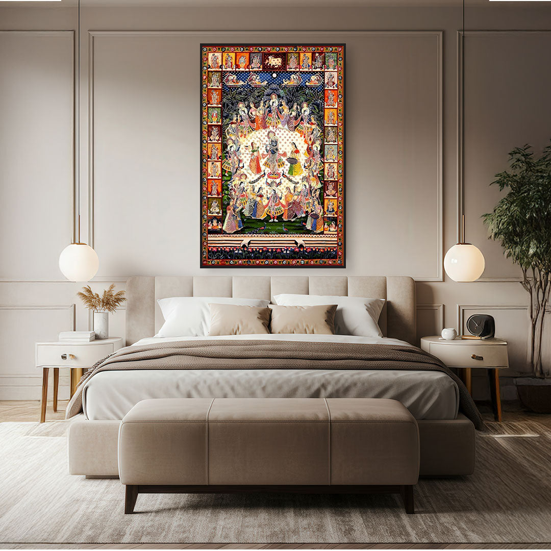 Raas Leela Under the Moon – Traditional Pichwai Painting.