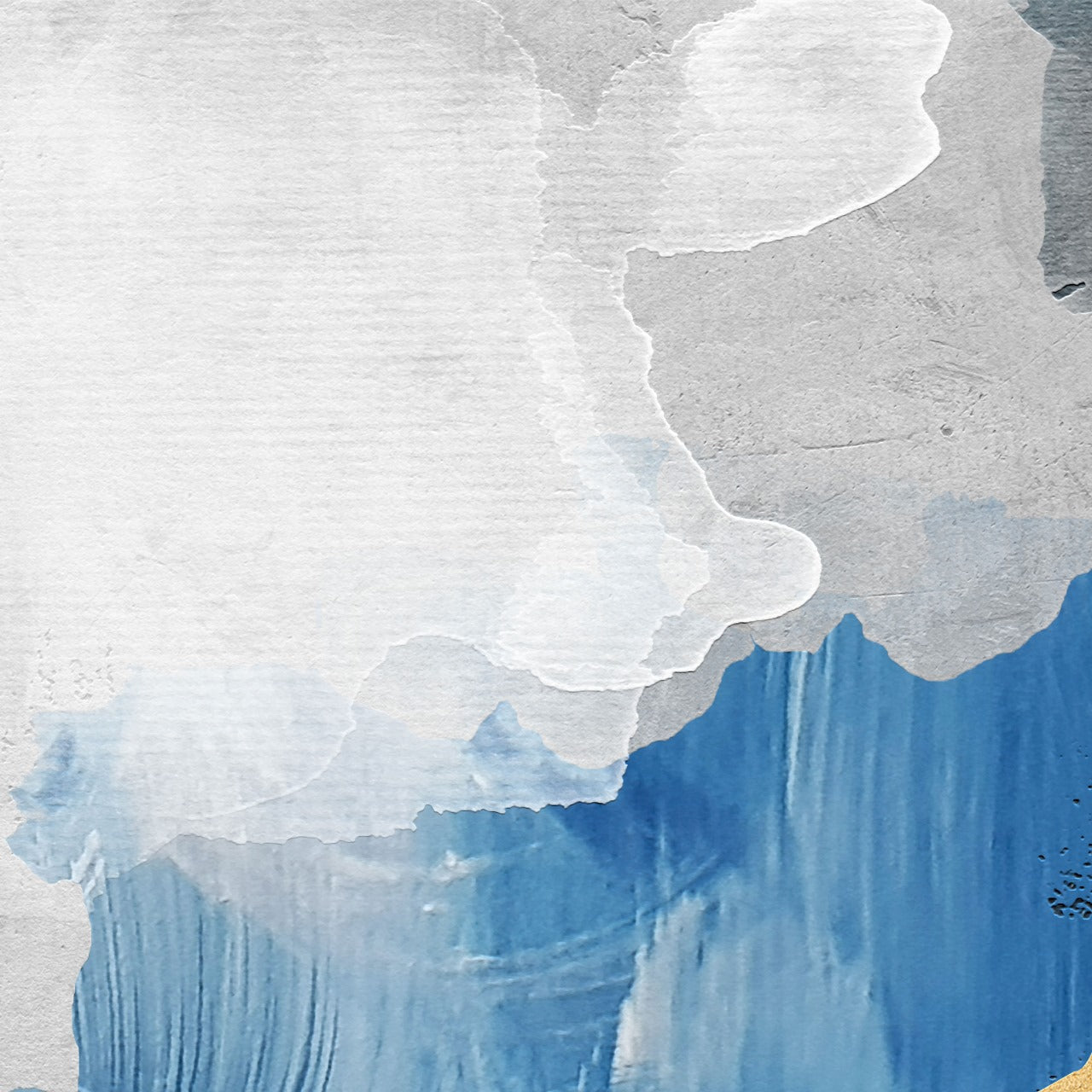 Golden Drift – Blue & Grey Modern Abstract Art by Krutik.
