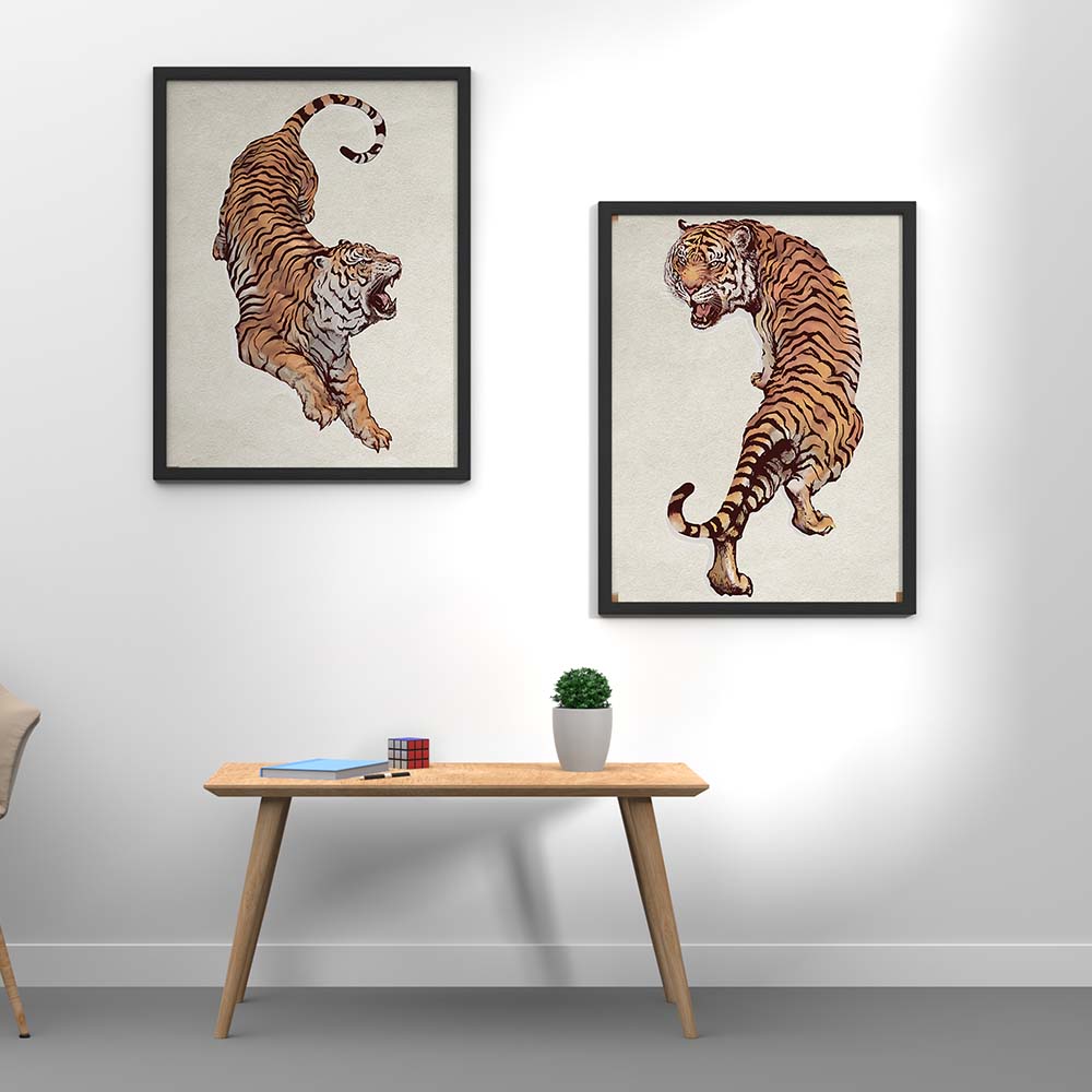 Set of 2 Tigers Canvas Painting.
