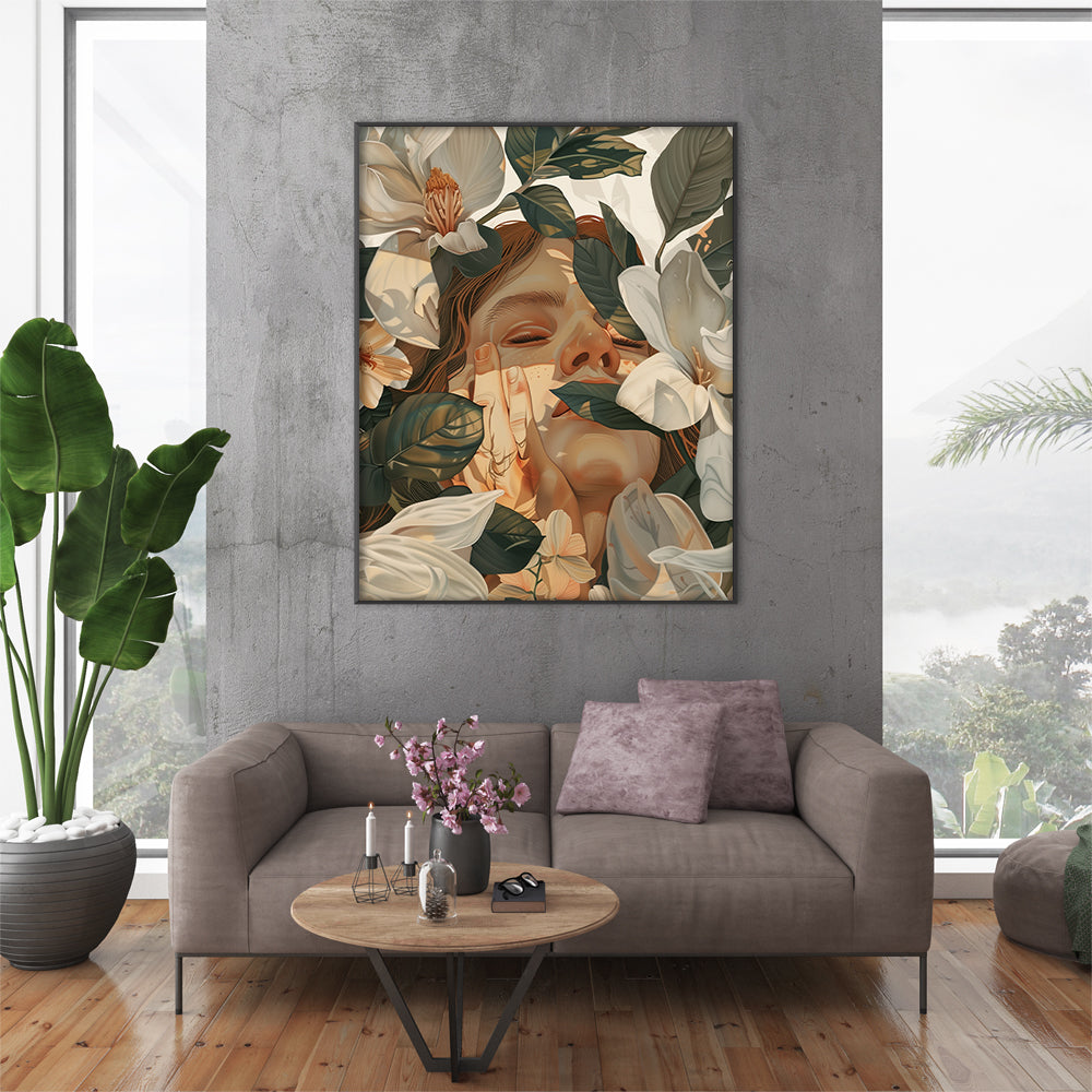 Blooming Solace – A Feminine Art Painting by Krutik.