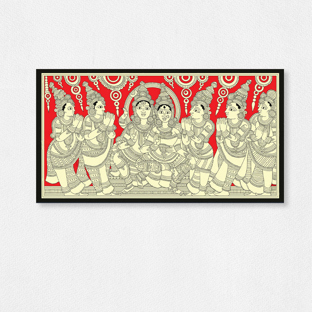 The Royal Blessing – A Divine Court in Kalamkari.