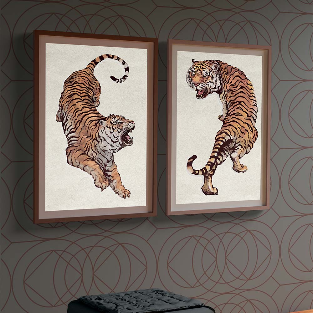 Set of 2 Tigers Canvas Painting.