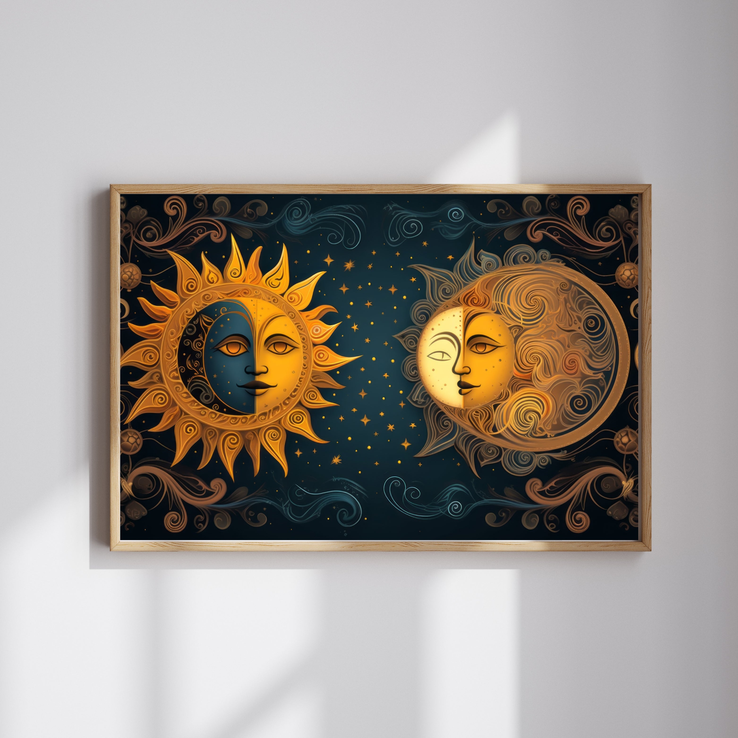 sun and moon  Harmony Krutik Canvas Painting.