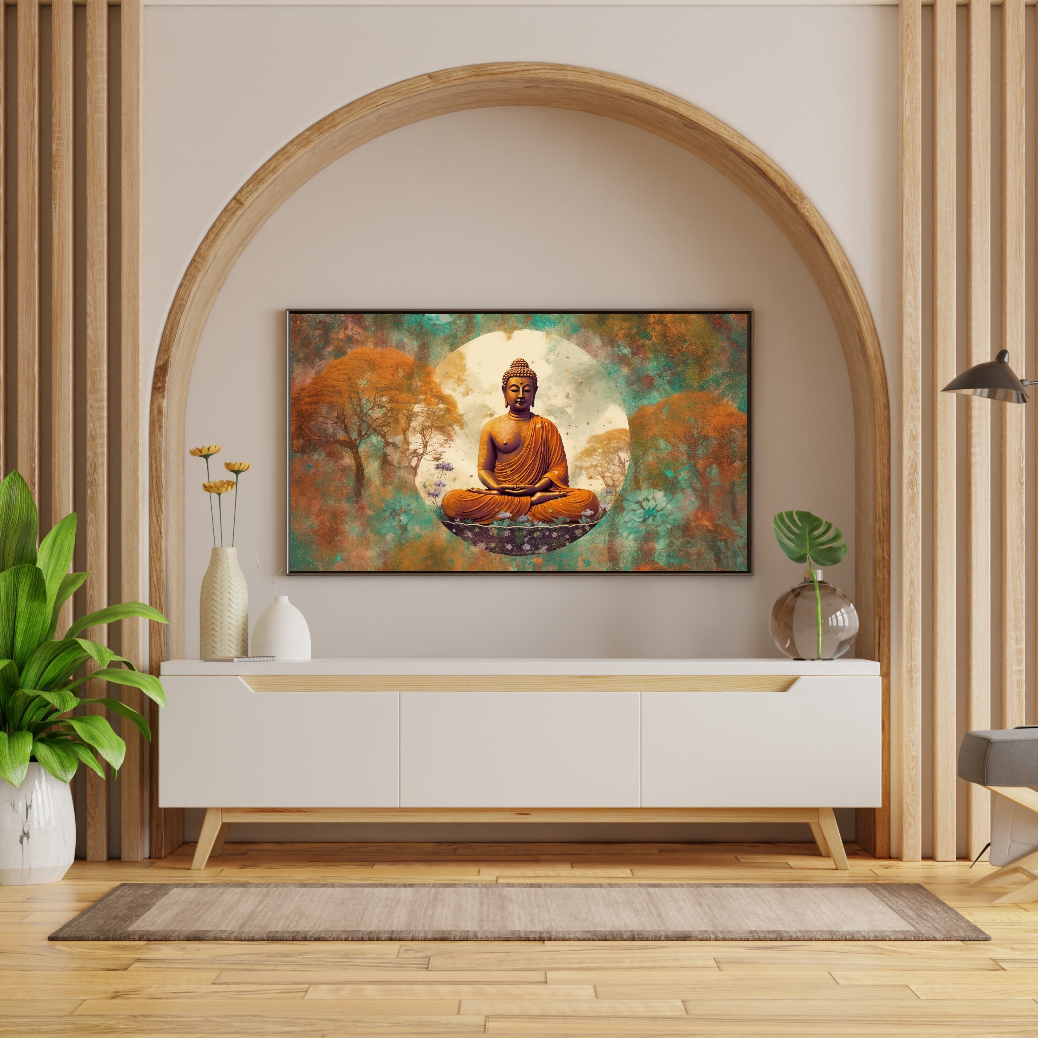 Golden buddha Krutik Canvas Painting