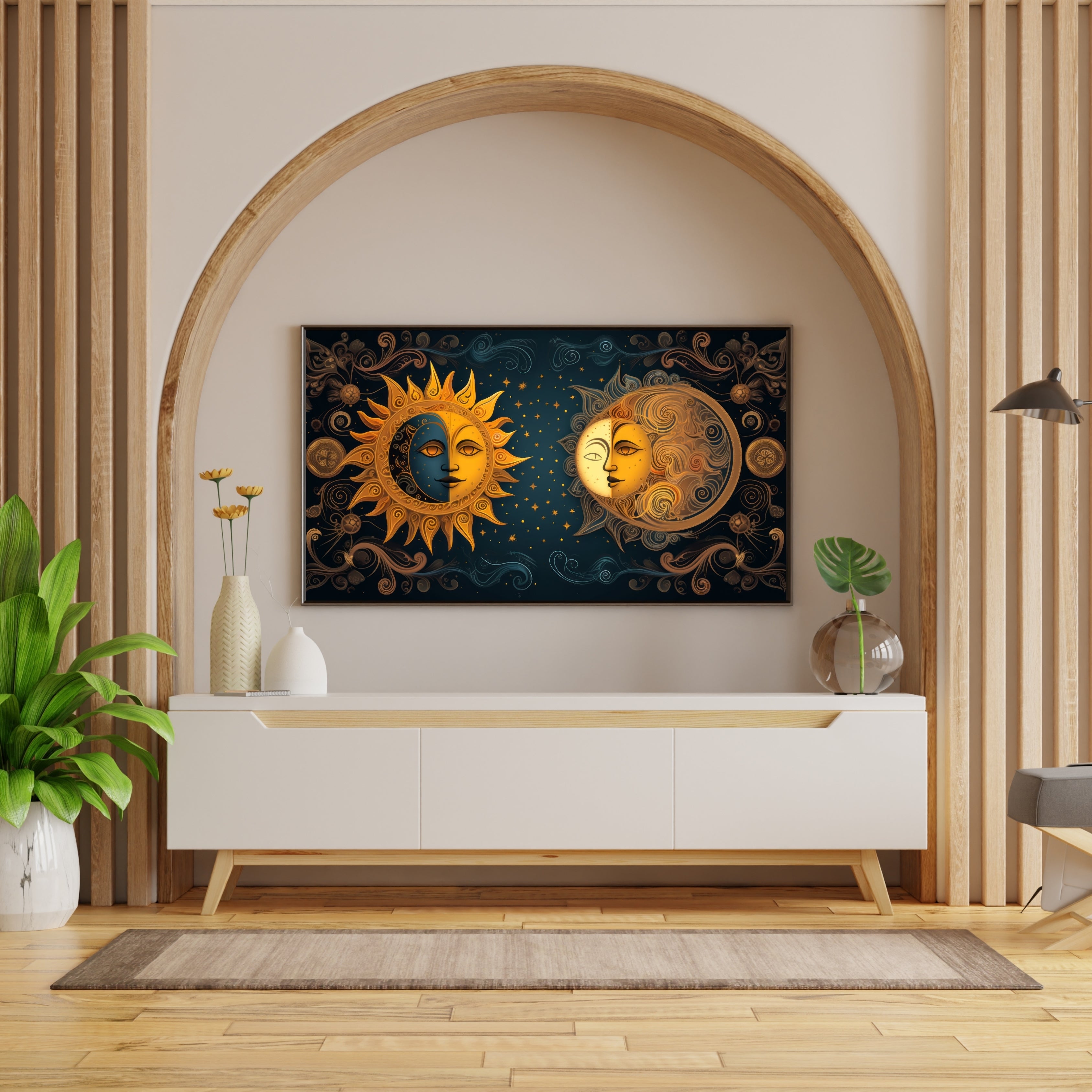 sun and moon  Harmony Krutik Canvas Painting.