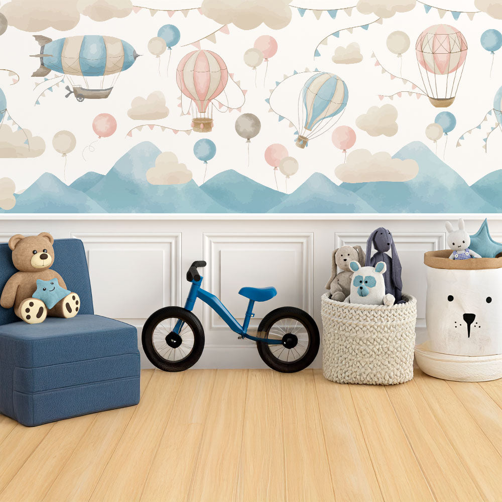 Dreamy Sky Adventure – Hot Air Balloon Wallpaper for Kids.