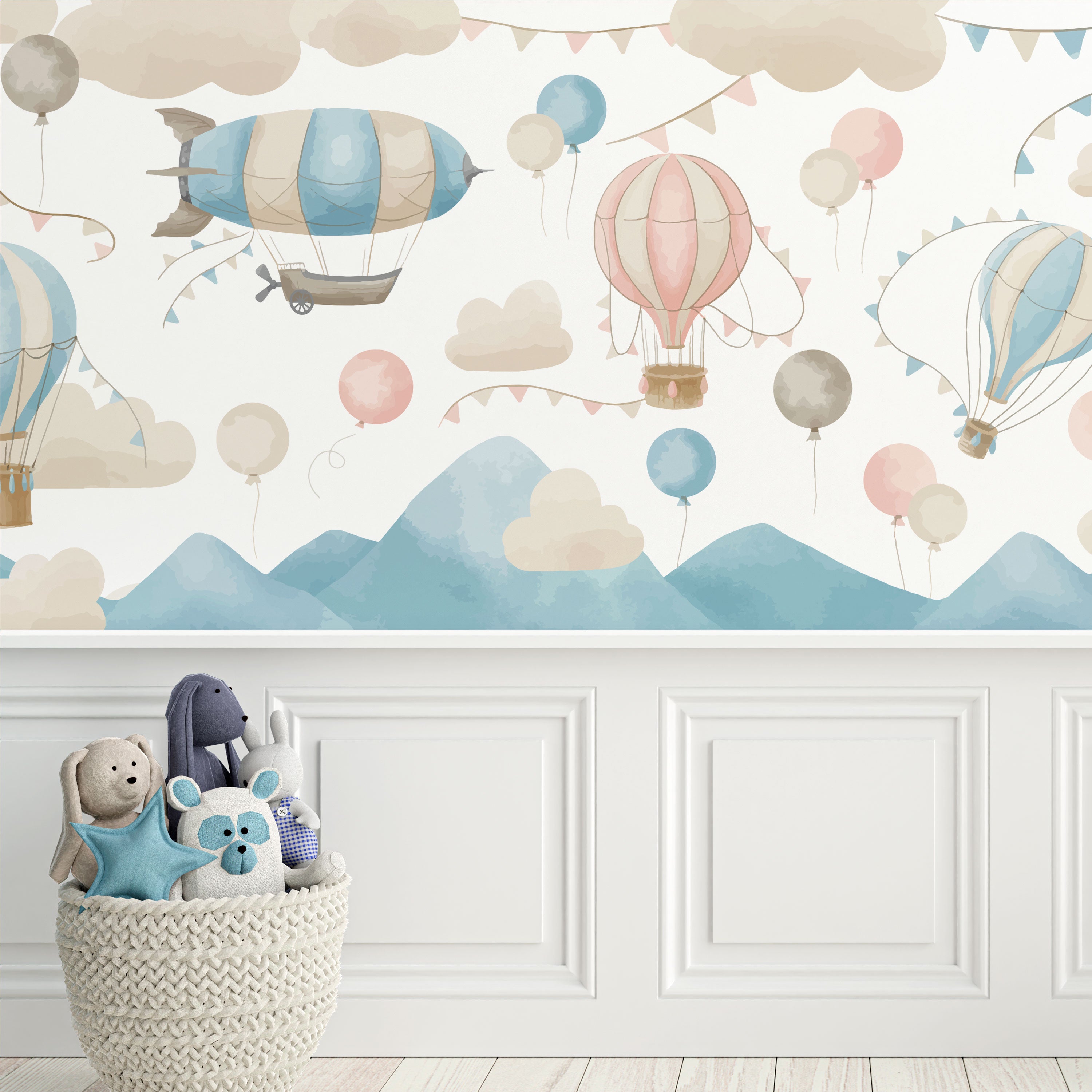 Dreamy Sky Adventure – Hot Air Balloon Wallpaper for Kids.